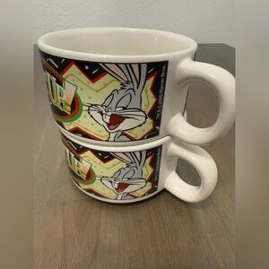 Y2K Looney Tunes Bowls Spice It Up! Bugs Bunny Daffy Duck Chili Soup Mugs Set 2